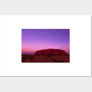 Purple Sunset Over Uluru Posters and Art